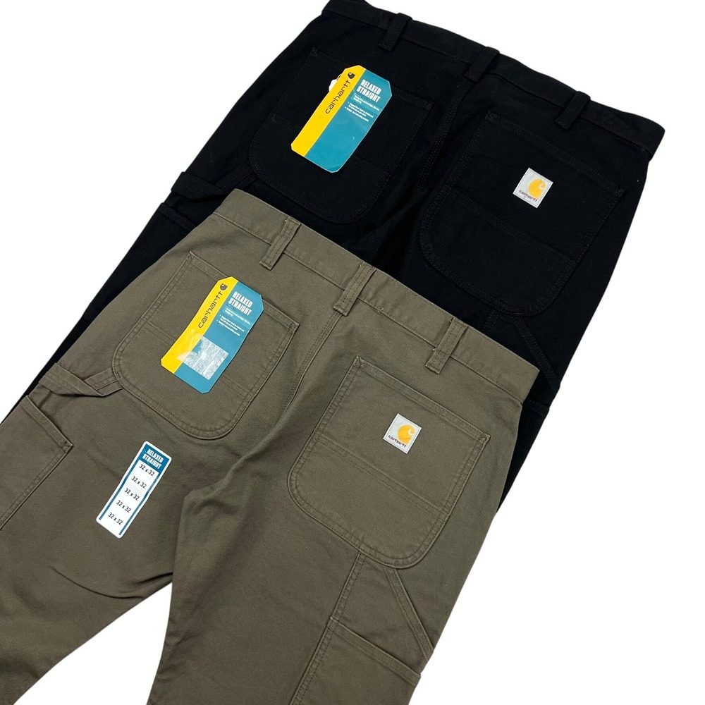 NEW Carhartt Mens 32x32 Relaxed Fit Straight Carpenter Pants 2 Pack Black Moss